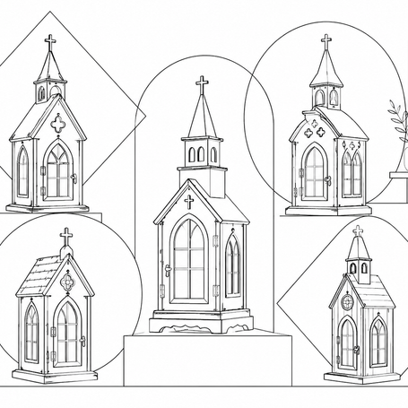 Glowing Gothic wooden church lantern in the Everwood workshop