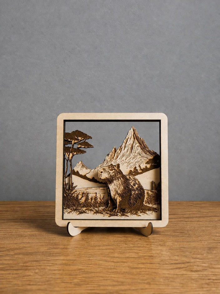 Capybara Wooden Wall Art – 3D Layered Animal Decor