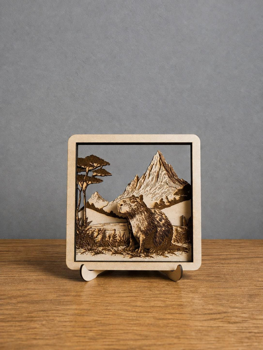 Capybara Wooden Wall Art – 3D Layered Animal Decor