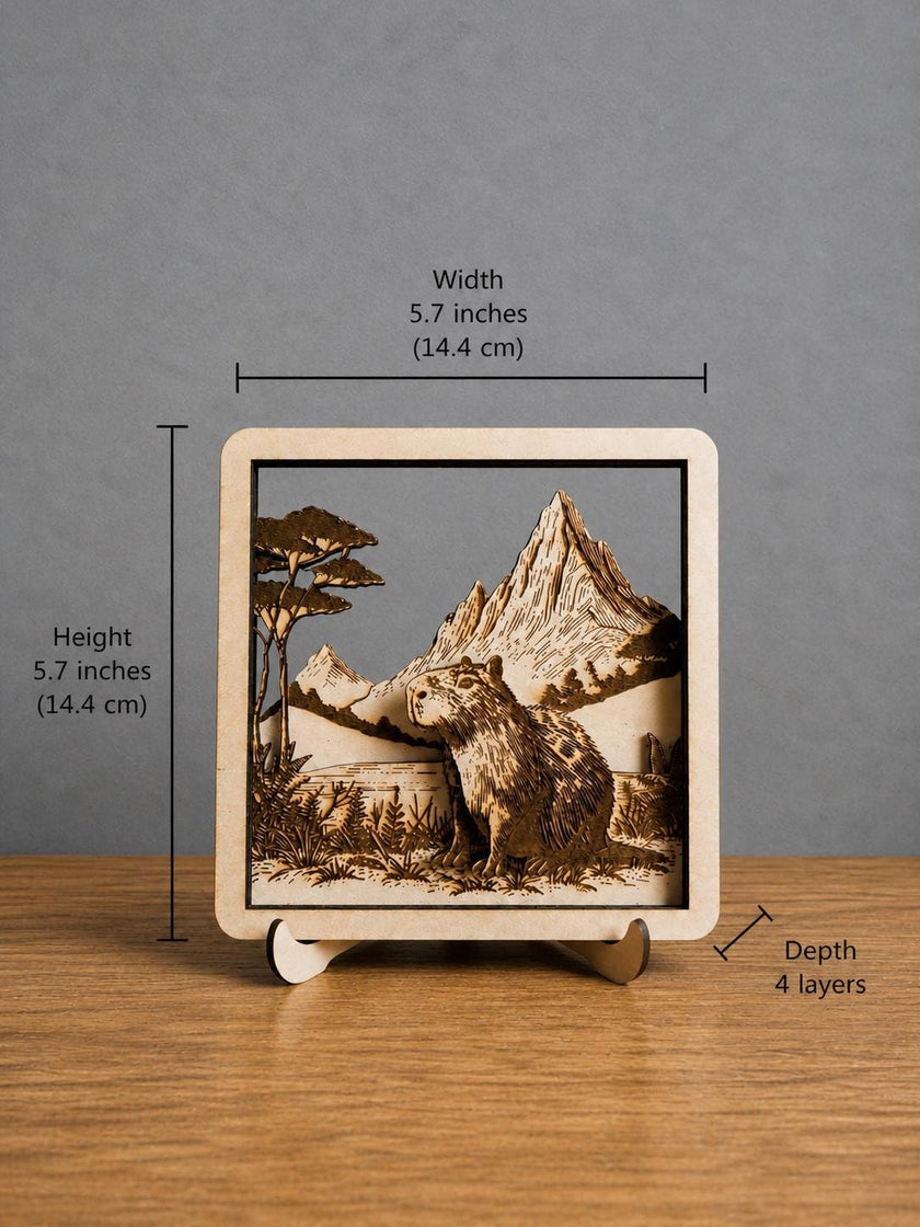 Capybara Wooden Wall Art – 3D Layered Animal Decor