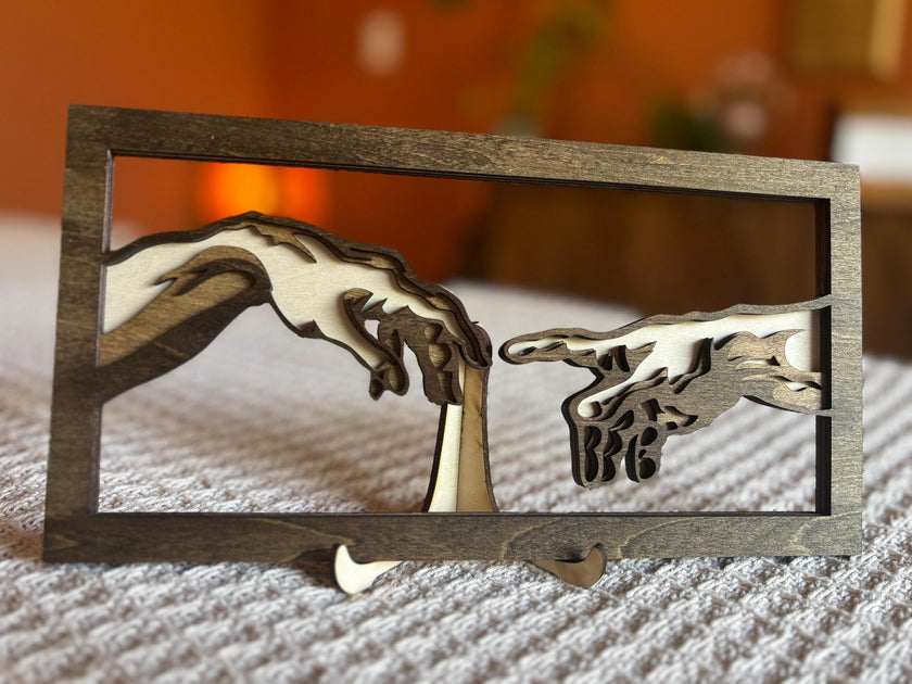 Creation of Adam Wooden Wall Art – Michelangelo Inspired Laser Cut Decor