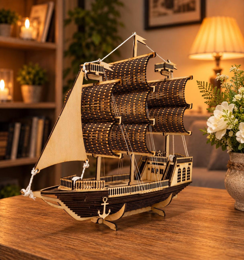 Wooden Ship Model – Handmade Laser Cut Ship