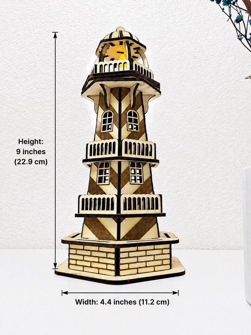 Victorian Beacon Lighthouse Lamp – Wooden Nautical Night Light