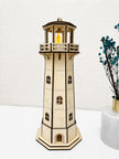 Wooden Lighthouse Lamp – Handmade Coastal Night Light