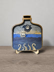 Wooden Ship in a Bottle with Kraken – 8 Layer Nautical Wood Art