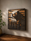 Layered Bear and Forest Wooden Wall Art