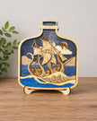 Kraken Ship in a Bottle Wall Art – Layered Wooden Pirate Decor