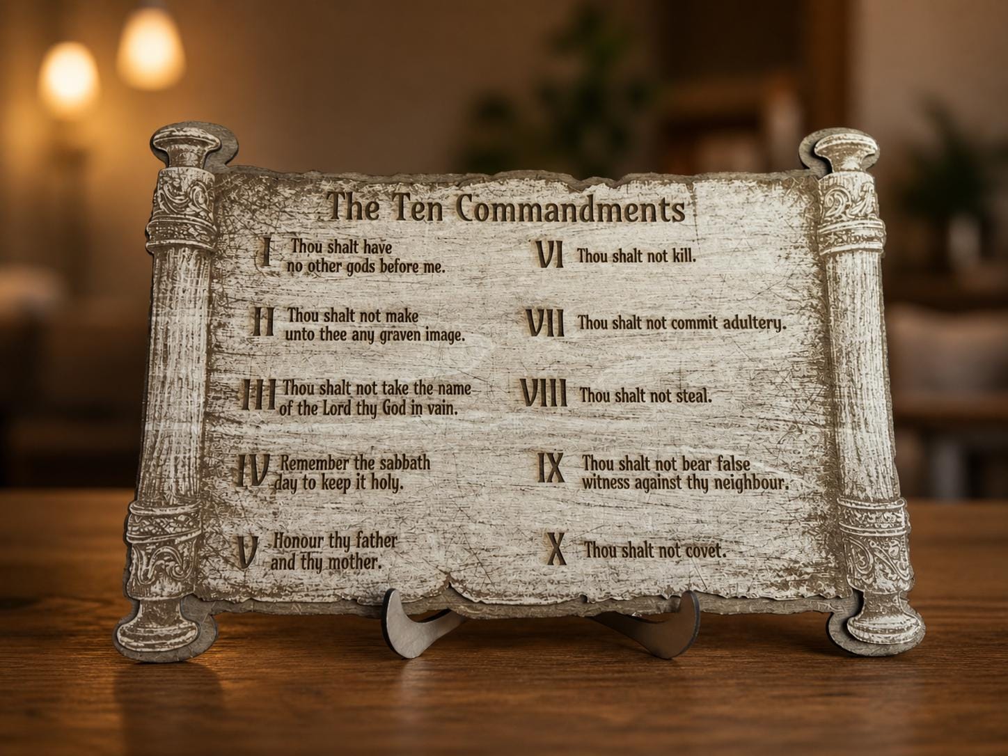 Ten Commandments Wall Art – Wooden Bible Verse Decor