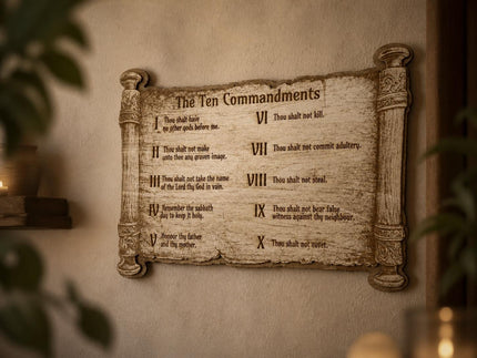 Ten Commandments Wall Art – Wooden Bible Verse Decor
