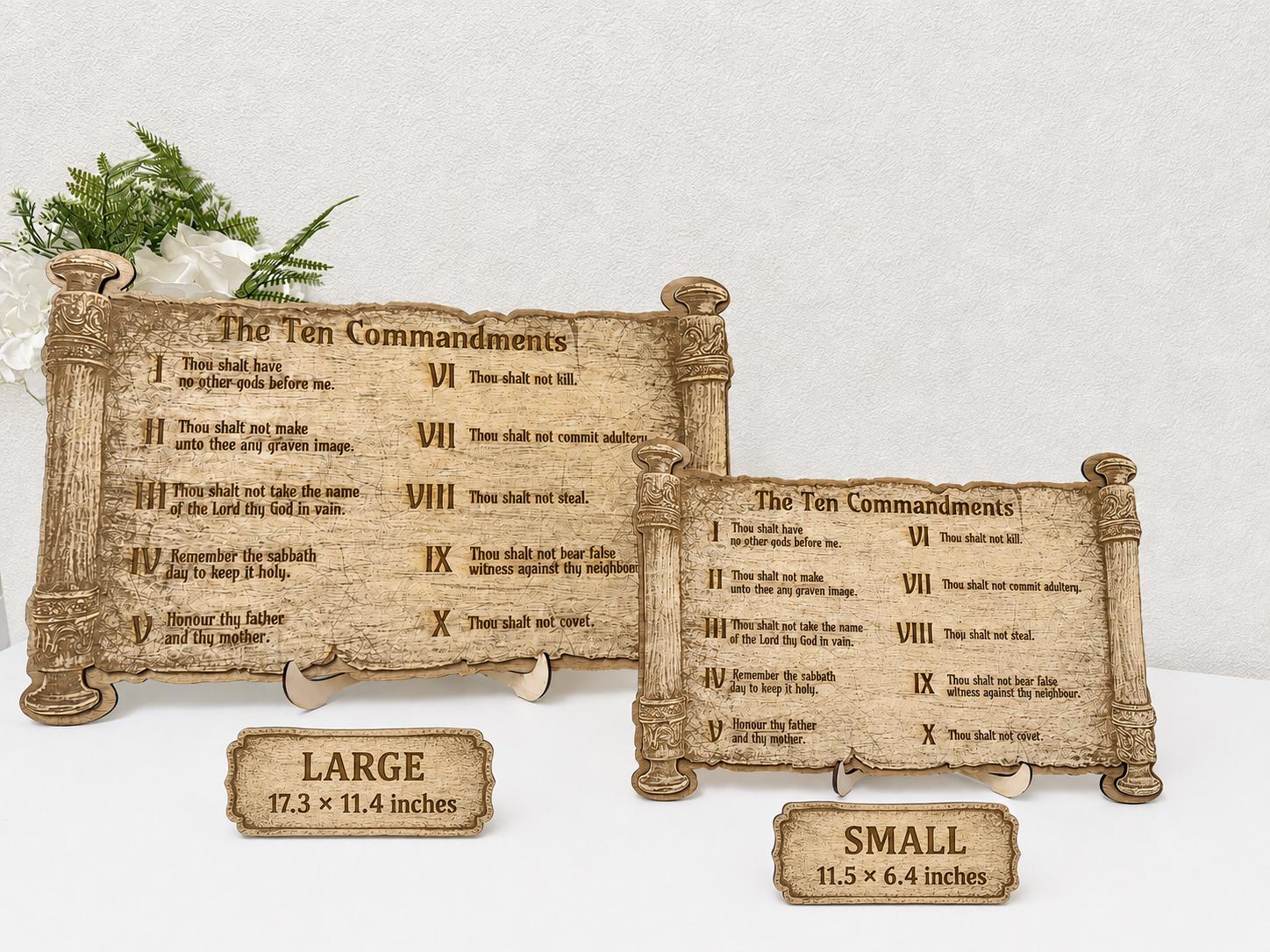Ten Commandments Wall Art – Wooden Bible Verse Decor