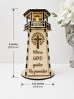 Faith Lighthouse Wooden Lamp with LED Candle