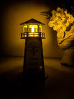 Faith Lighthouse Wooden Lamp with LED Candle