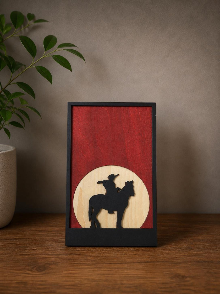Western Cowboy Wall Art – Layered Wood Decor