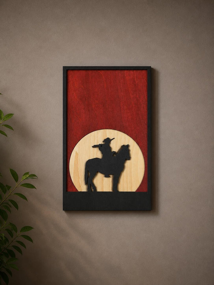 Western Cowboy Wall Art – Layered Wood Decor