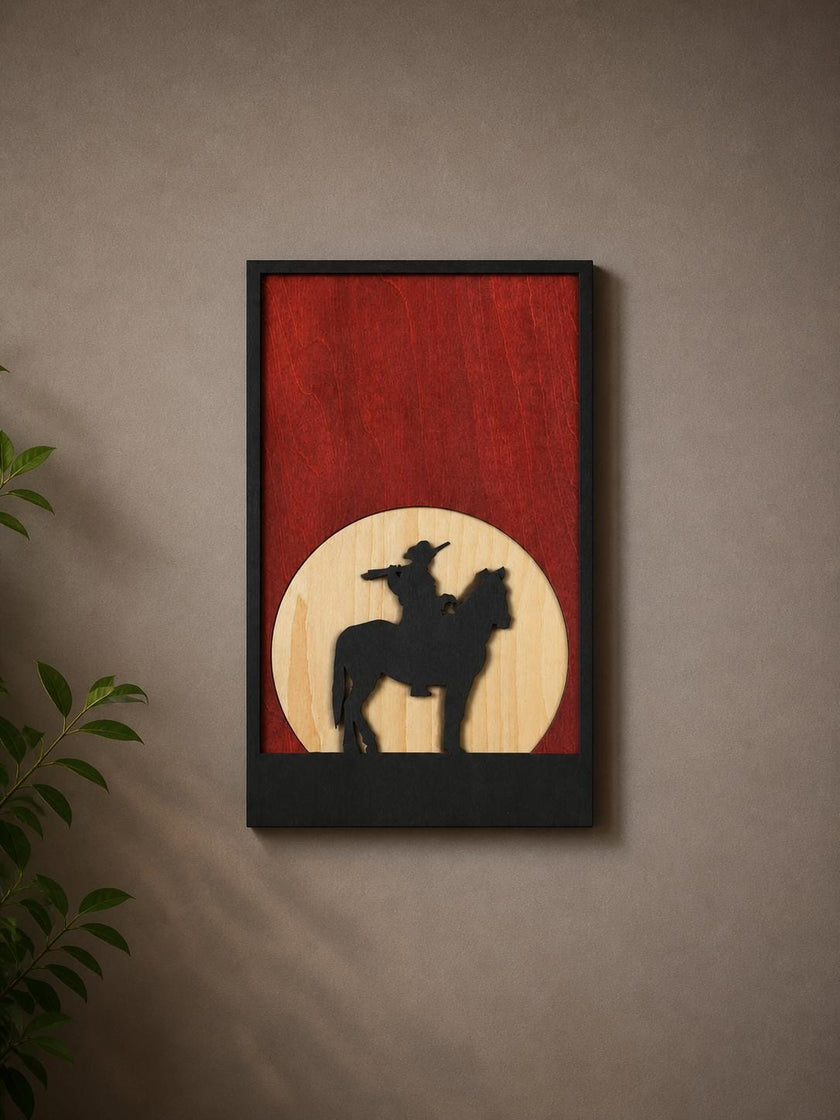 Western Cowboy Wall Art – Layered Wood Decor