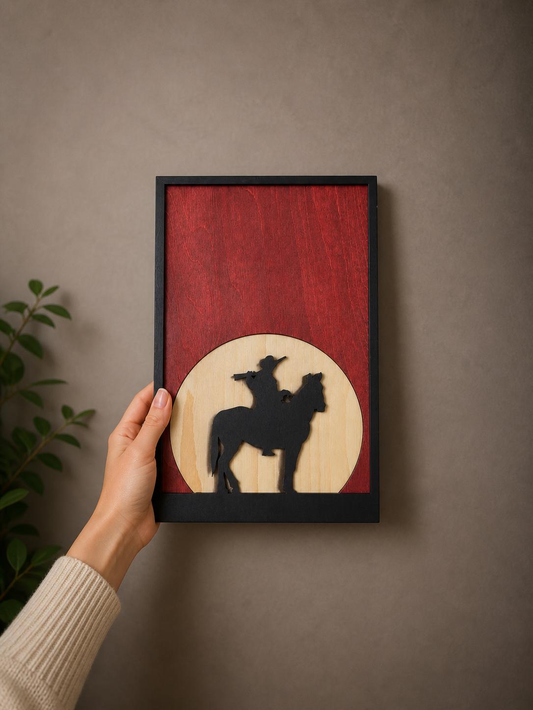 Western Cowboy Wall Art – Layered Wood Decor