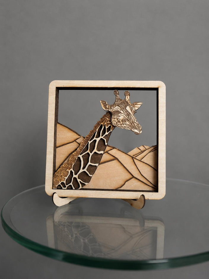 Layered Wooden Giraffe Decor – 4 Layer Safari Animal Art