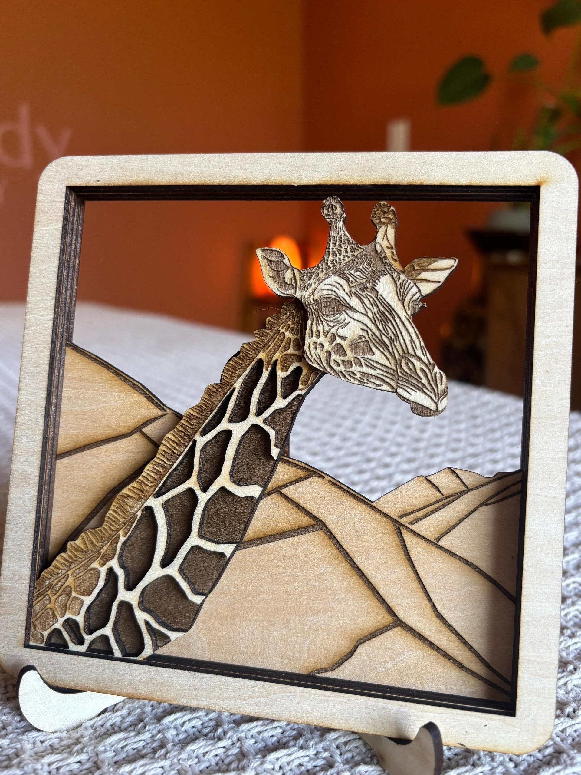 Layered Wooden Giraffe Decor – 4 Layer Safari Animal Art