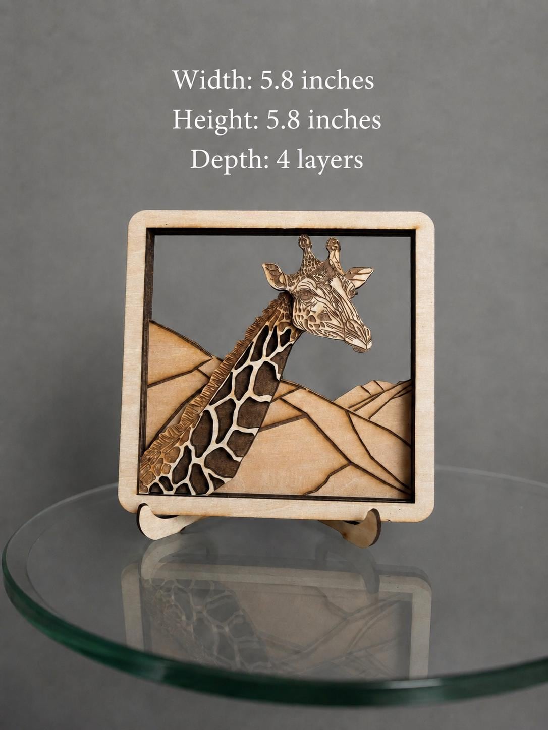 Layered Wooden Giraffe Decor – 4 Layer Safari Animal Art