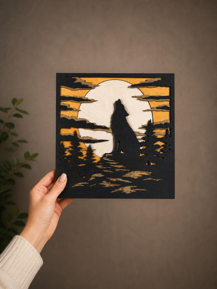 Wolf Wall Art Wooden – Layered Wood Wolf Decor