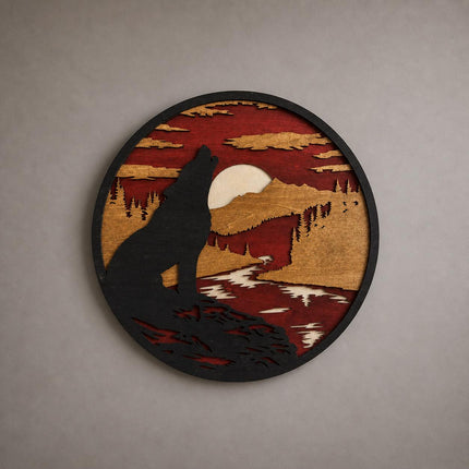 Wolf Wall Art Wooden – Layered Wood Decor