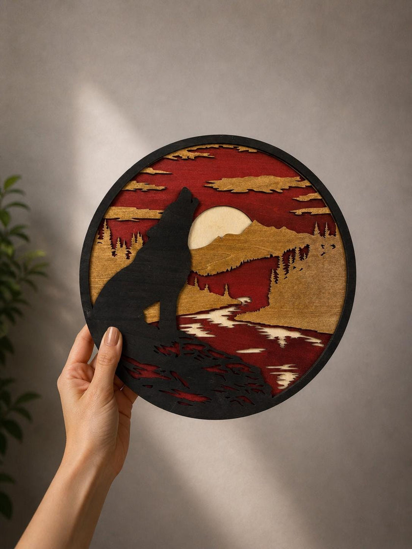 Wolf Wall Art Wooden – Layered Wood Decor