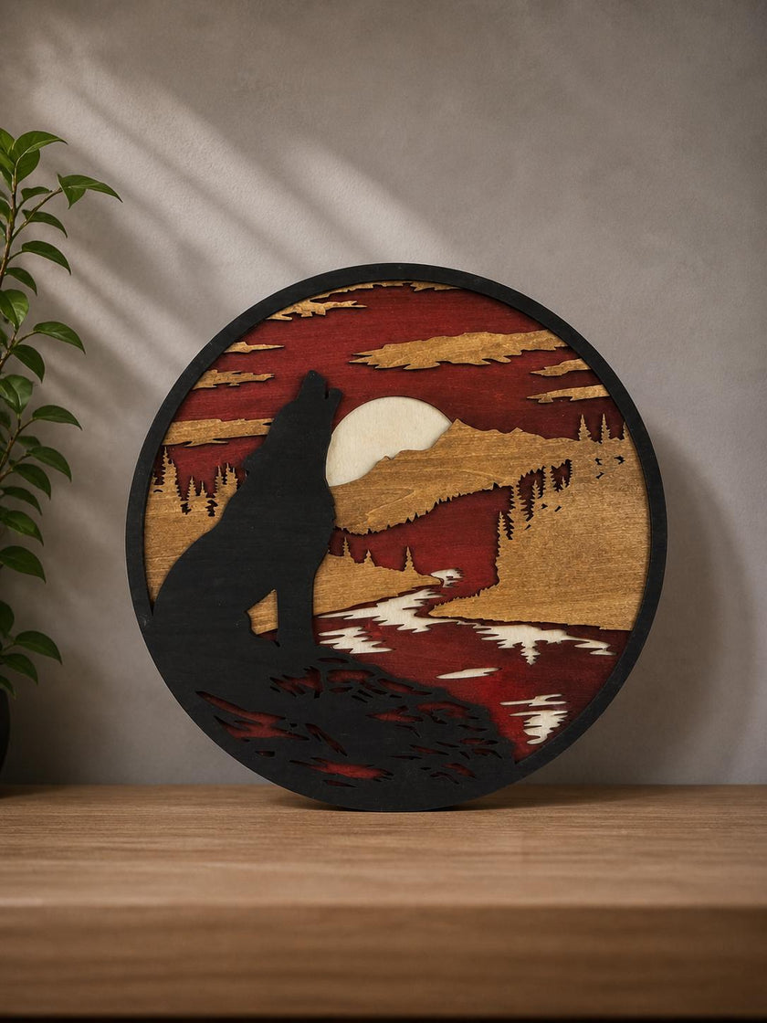 Wolf Wall Art Wooden – Layered Wood Decor