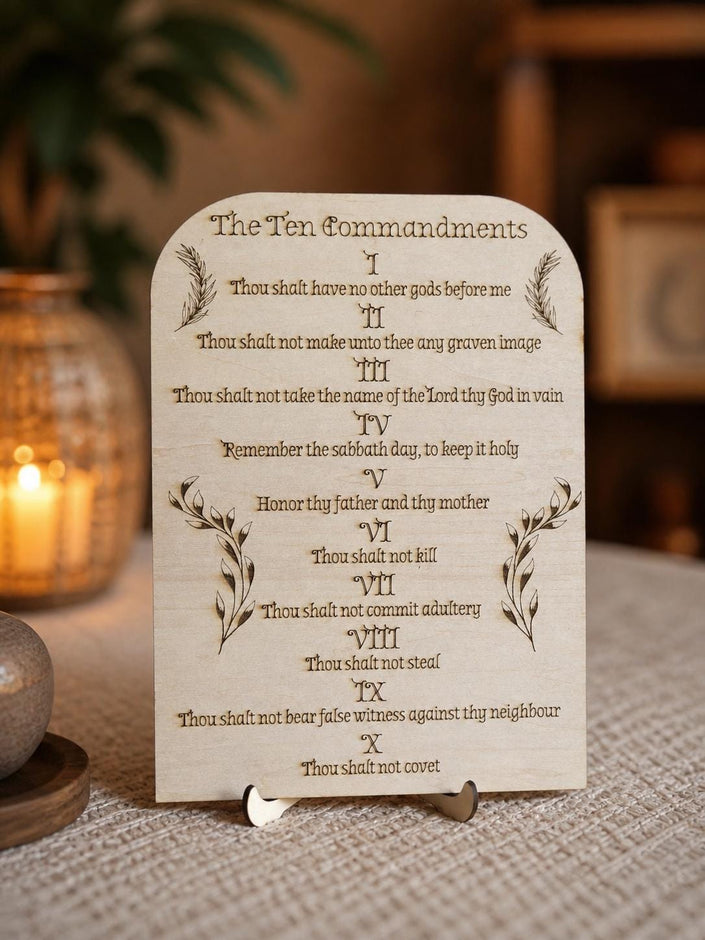 Ten Commandments Wall Art – Bible Verse Wood Sign