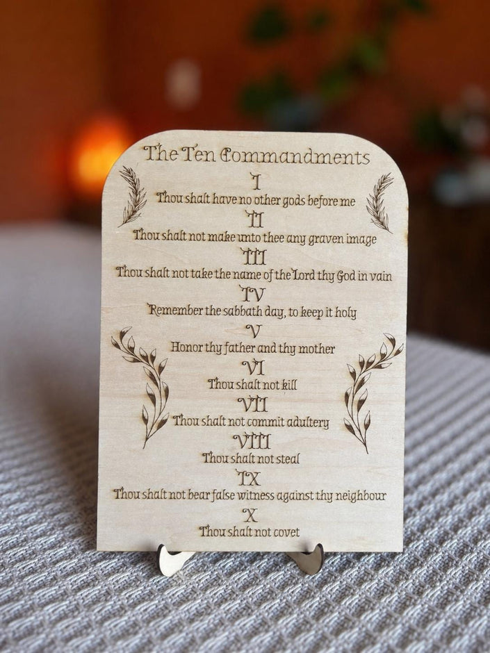 Ten Commandments Wall Art – Bible Verse Wood Sign