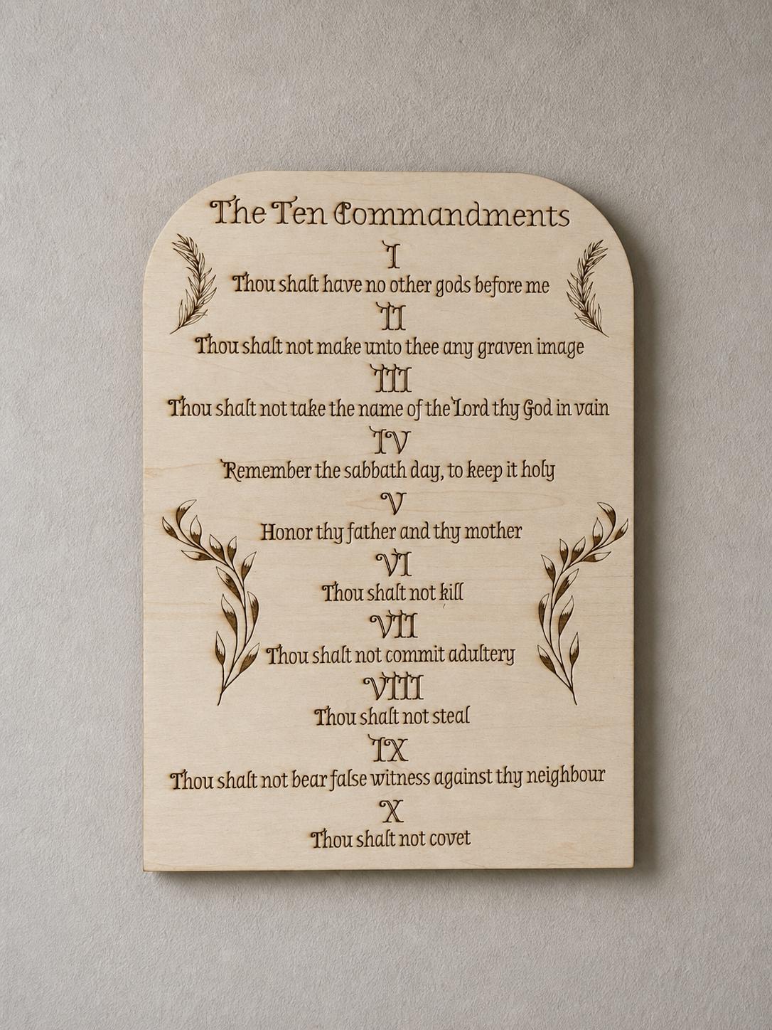 Ten Commandments Wall Art – Bible Verse Wood Sign