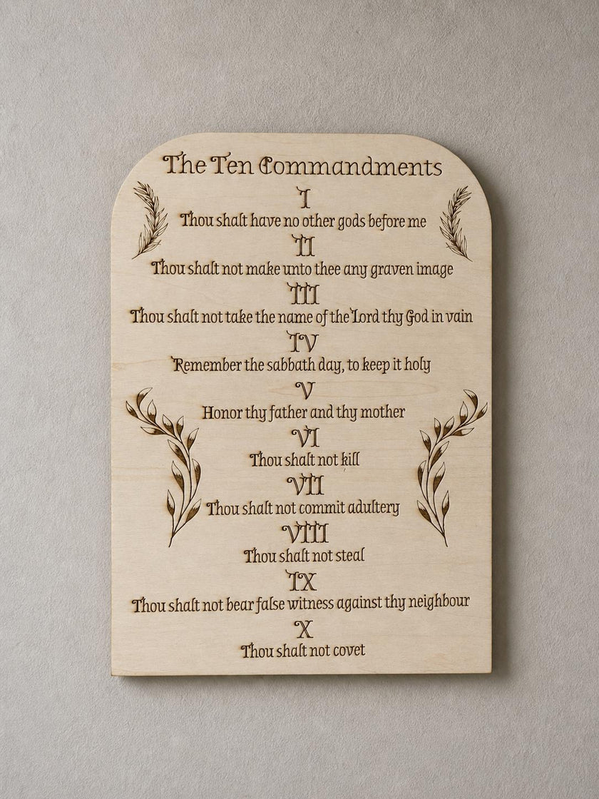 Ten Commandments Wall Art – Bible Verse Wood Sign