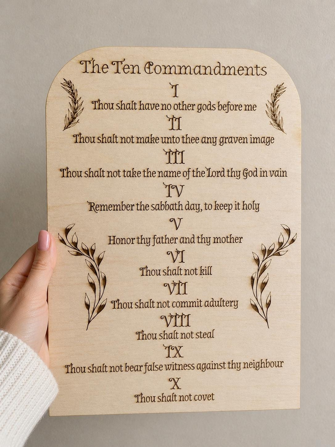 Ten Commandments Wall Art – Bible Verse Wood Sign