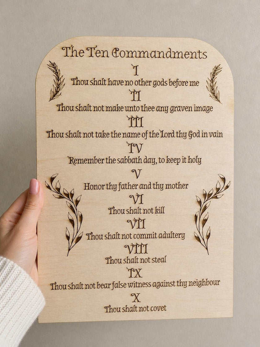 Ten Commandments Wall Art – Bible Verse Wood Sign