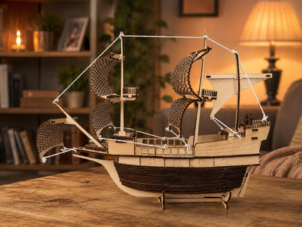 Wooden Caravel Ship Model – Large Sailing Ship
