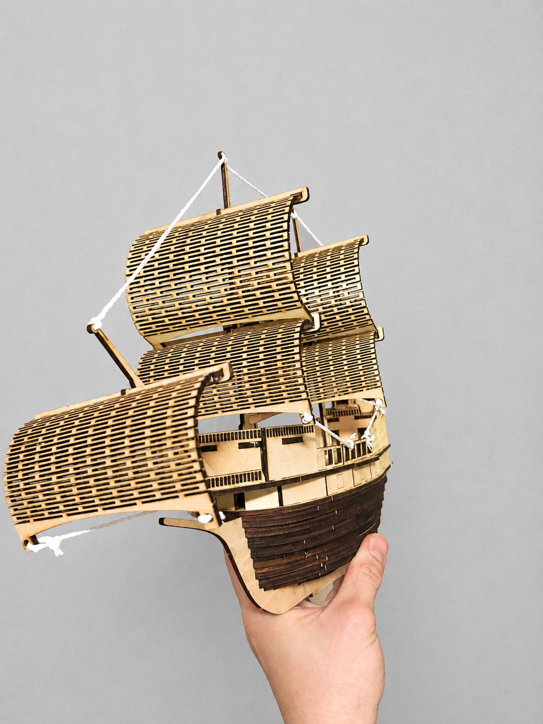 Wooden Caravel Ship Model – Large Sailing Ship