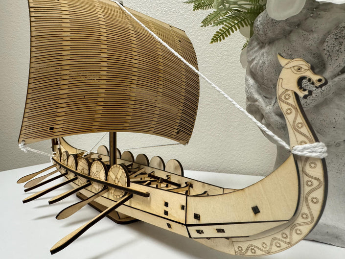 Viking Ship Wooden Model – Norse Longship Decor