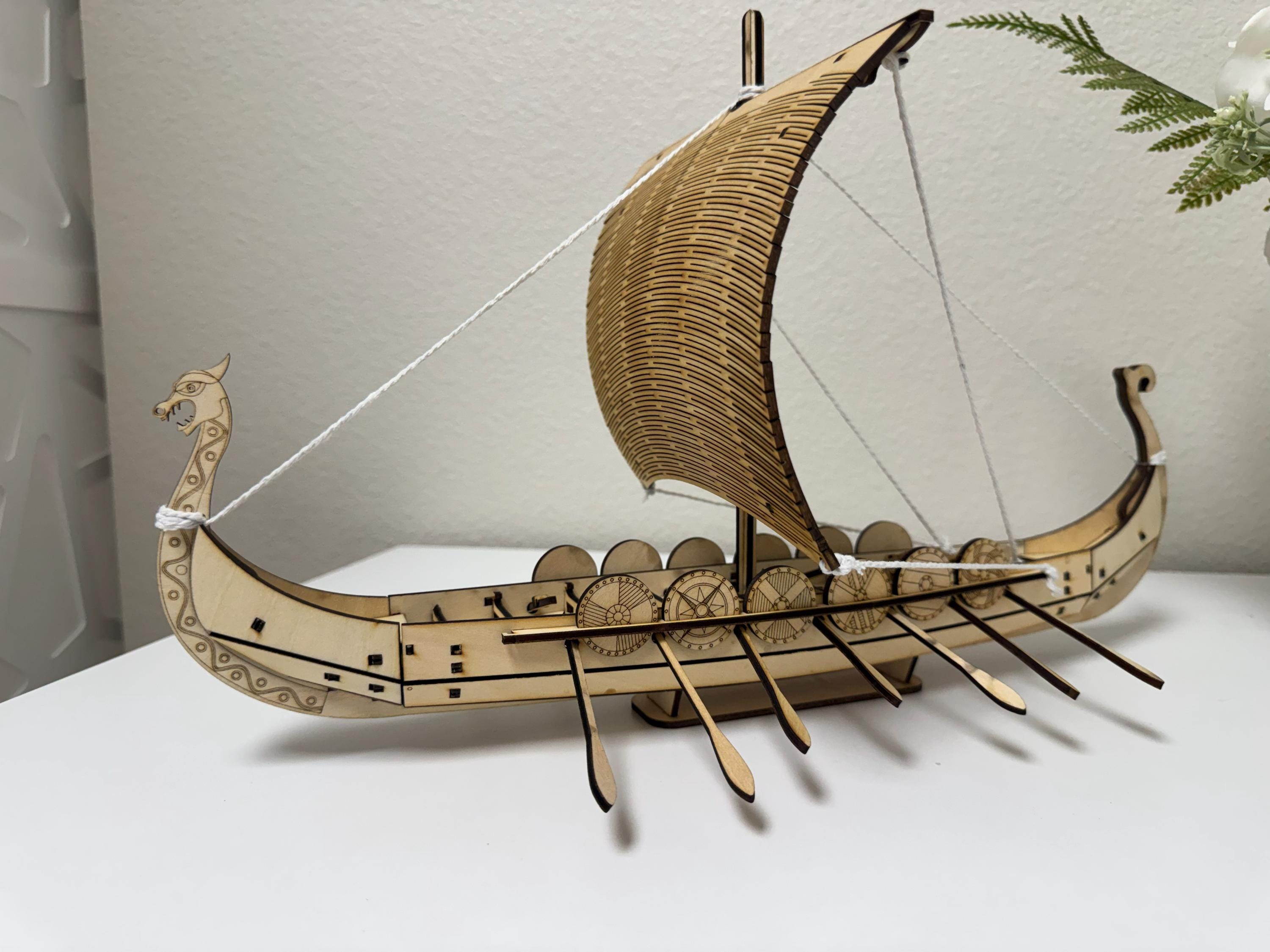 Viking Ship Wooden Model – Norse Longship Decor