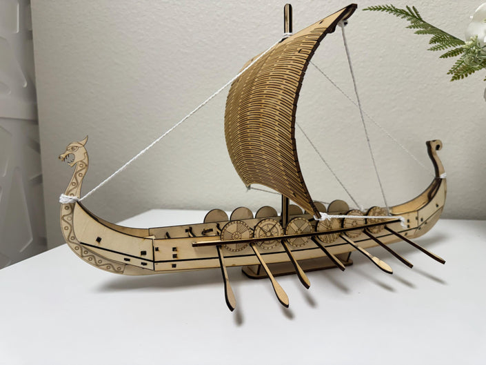 Viking Ship Wooden Model – Norse Longship Decor