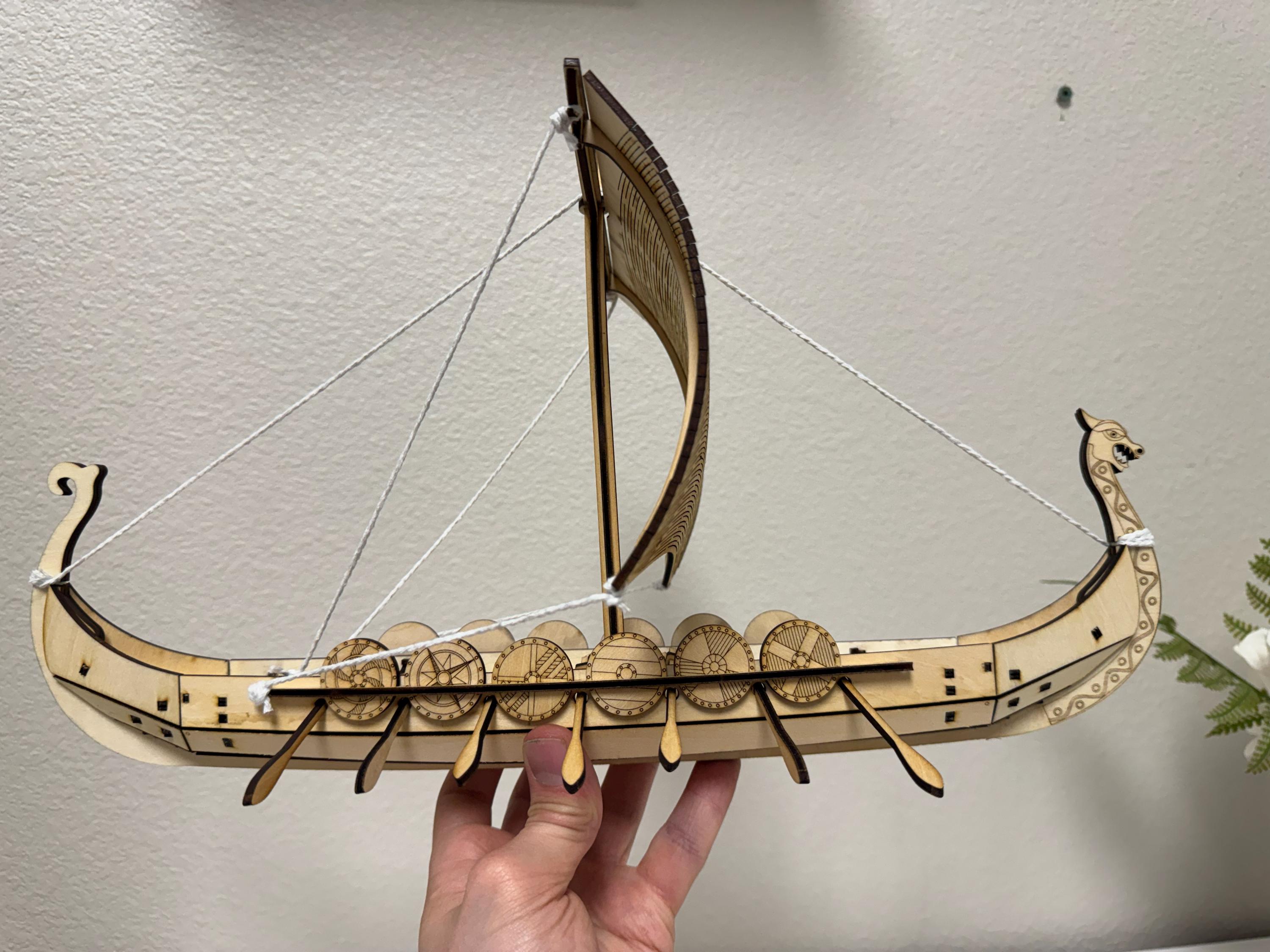 Viking Ship Wooden Model – Norse Longship Decor