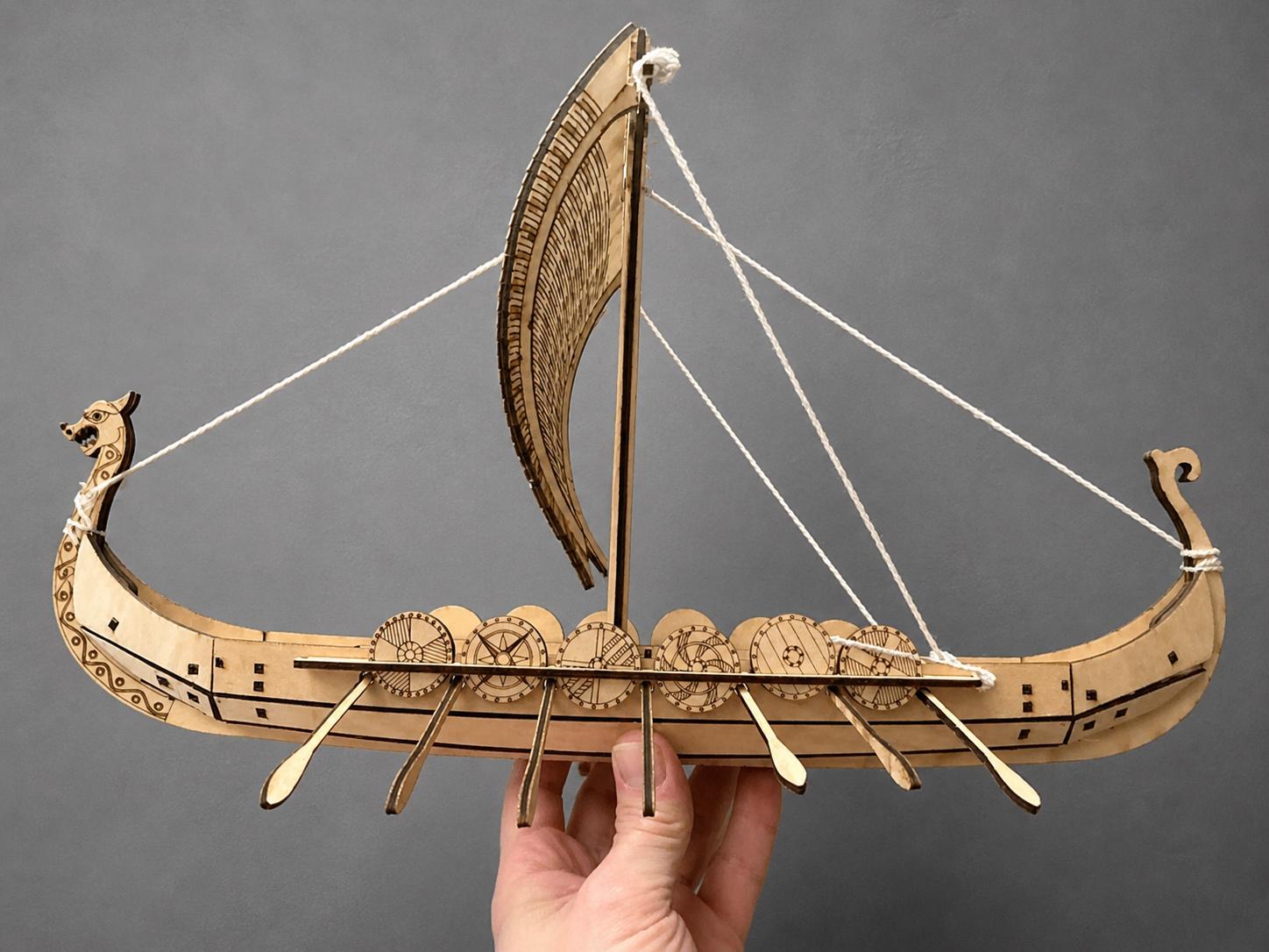 Viking Ship Wooden Model – Norse Longship Decor