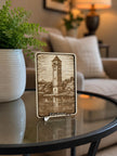 Spokane Clock Tower River Scene Wood Engraving