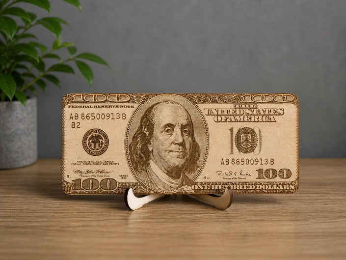 Layered Wooden $100 Bill Wall Art
