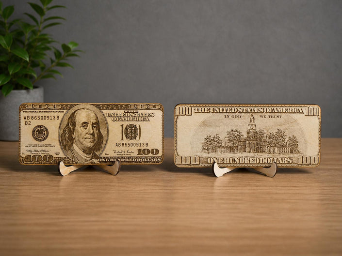 Layered Wooden $100 Bill Wall Art