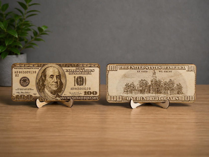 Layered Wooden $100 Bill Wall Art