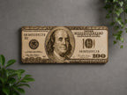 Layered Wooden $100 Bill Wall Art