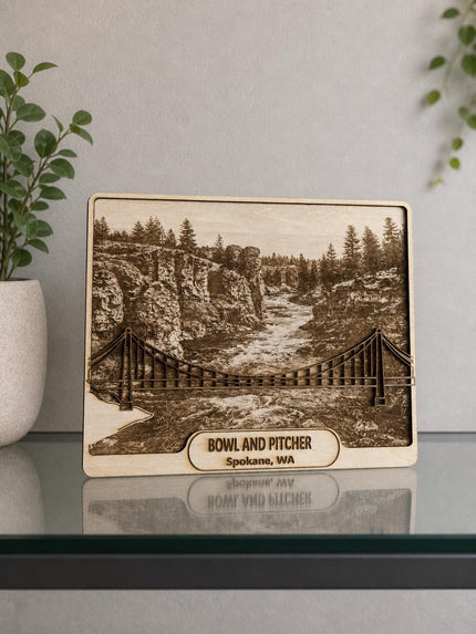 Bowl and Pitcher Spokane Wood Engraving