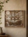 Layered Wooden Pirate Ship Wall Art