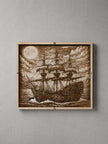 Layered Wooden Pirate Ship Wall Art