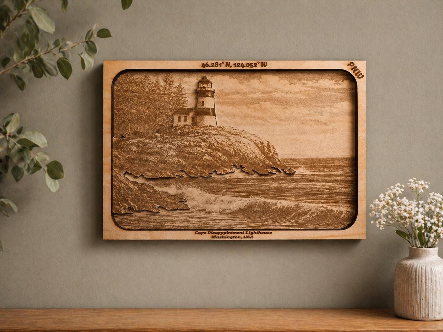 Cape Disappointment Lighthouse Wood Art