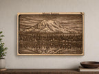 Layered Mount Rainier Wood Engraving